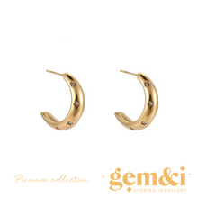 Load image into Gallery viewer, 7 Stars Hoop Earrings - Gold