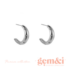 Load image into Gallery viewer, 7 Stars Hoop Earrings - Silver