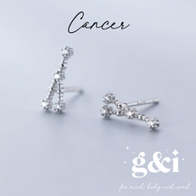 Load image into Gallery viewer, Constellation Zodiac Stud Earrings - 925 Sterling Silver with Cubic Zirconias