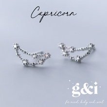 Load image into Gallery viewer, Constellation Zodiac Stud Earrings - 925 Sterling Silver with Cubic Zirconias