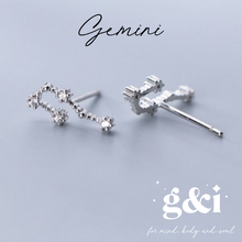 Load image into Gallery viewer, Constellation Zodiac Stud Earrings - 925 Sterling Silver with Cubic Zirconias