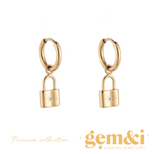 Load image into Gallery viewer, Star Lock Earrings - Gold