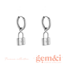 Load image into Gallery viewer, Star Lock Earrings - Silver