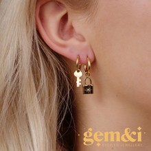 Load image into Gallery viewer, Star Lock Earrings - Gold
