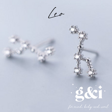 Load image into Gallery viewer, Constellation Zodiac Stud Earrings - 925 Sterling Silver with Cubic Zirconias