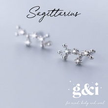 Load image into Gallery viewer, Constellation Zodiac Stud Earrings - 925 Sterling Silver with Cubic Zirconias