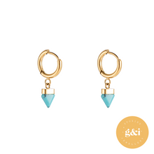 Load image into Gallery viewer, Turquoise 14k gold plated earrings