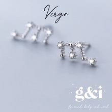 Load image into Gallery viewer, Constellation Zodiac Stud Earrings - 925 Sterling Silver with Cubic Zirconias