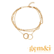 Load image into Gallery viewer, 14K Gold Plated 3 layer chains bracelet