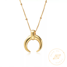 Load image into Gallery viewer, 14k Gold plated crescent necklace