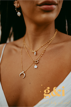 Load image into Gallery viewer, 14k White Gold plated Crescent Necklace