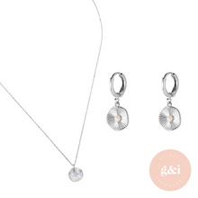 Load image into Gallery viewer, White Gold plated opal earrings and necklace set
