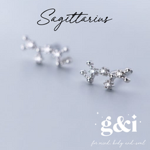 Load image into Gallery viewer, Constellation Zodiac Stud Earrings - 925 Sterling Silver with Cubic Zirconias
