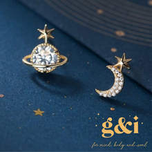 Load image into Gallery viewer, Gold Plated Stud Moon Earrings
