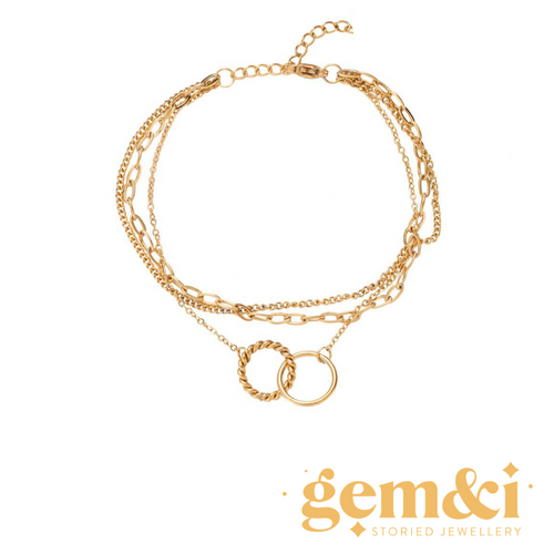 14K Gold Plated 3 layer chains bracelet